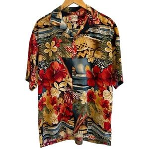 Hilo Hattie Men's Hawaiian Shirt Button Up Short Sleeve Sz Large Vintage Rayon